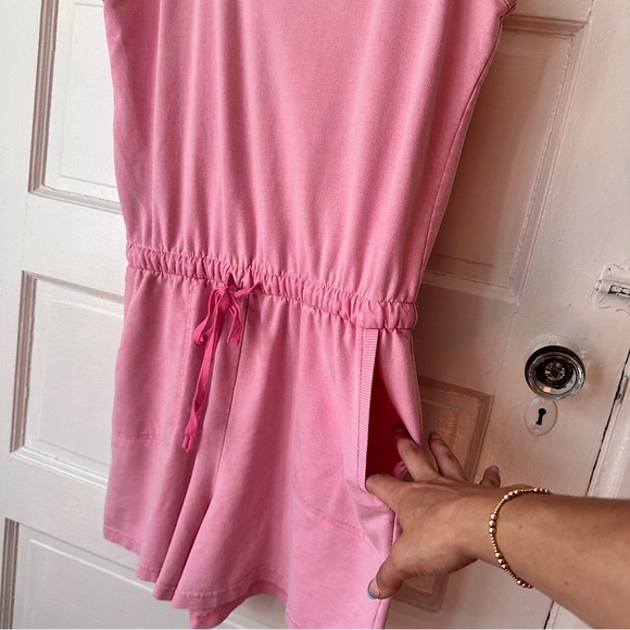 Jane and Delancey Romper Pink Cotton Cinched Waist Sleeveless Casual Pockets - Picture 13 of 17